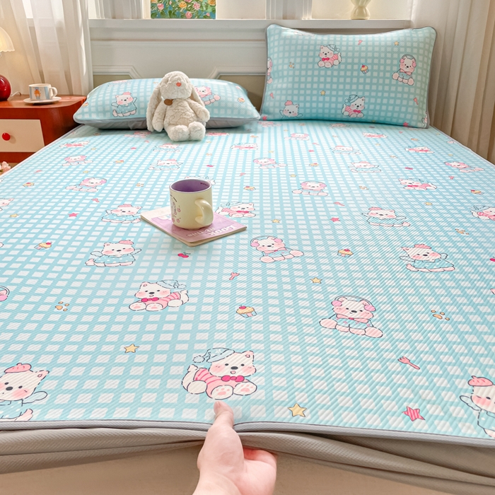 91家纺网 家纺一手货源 找家纺 女子家纺 2026新款斜纹凉感豆豆床笠款 床笠-蓝格西高地