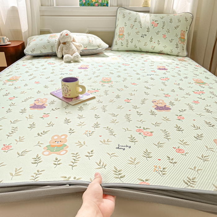 91家纺网 家纺一手货源 找家纺 女子家纺 2026新款斜纹凉感豆豆床笠款 床笠-青叶萌物