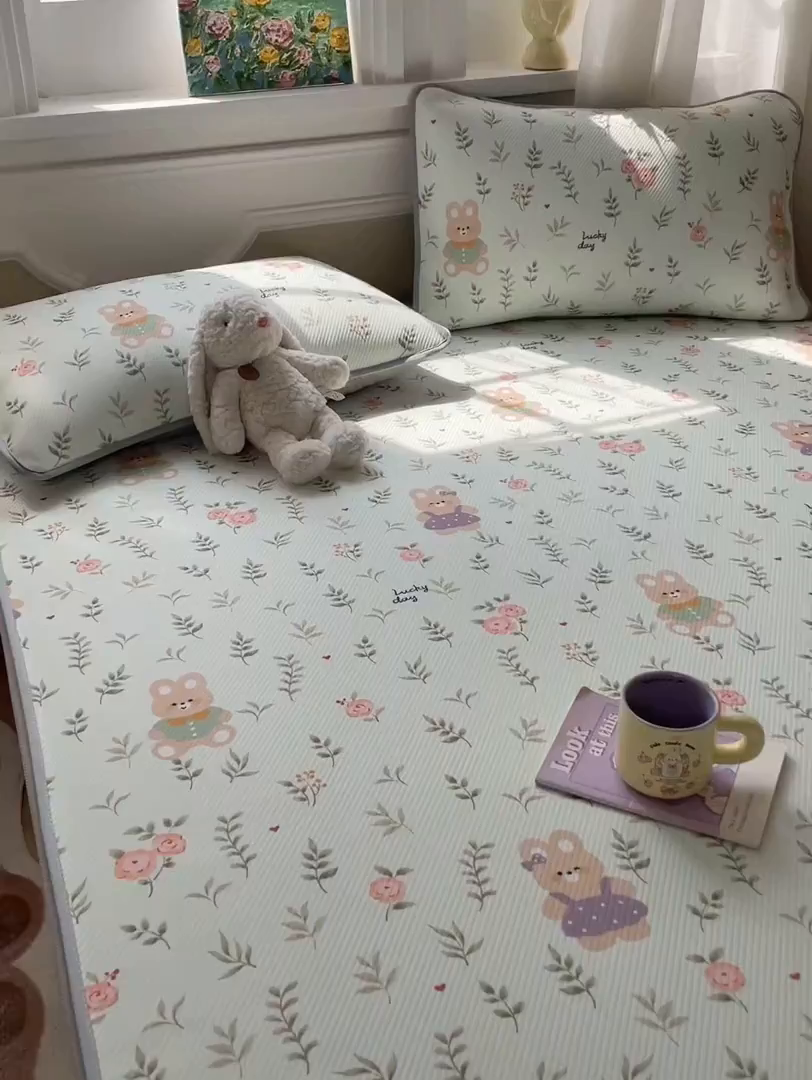 91家纺网 家纺一手货源 找家纺 女子家纺 2026新款斜纹凉感豆豆床笠款 床笠-青叶萌物