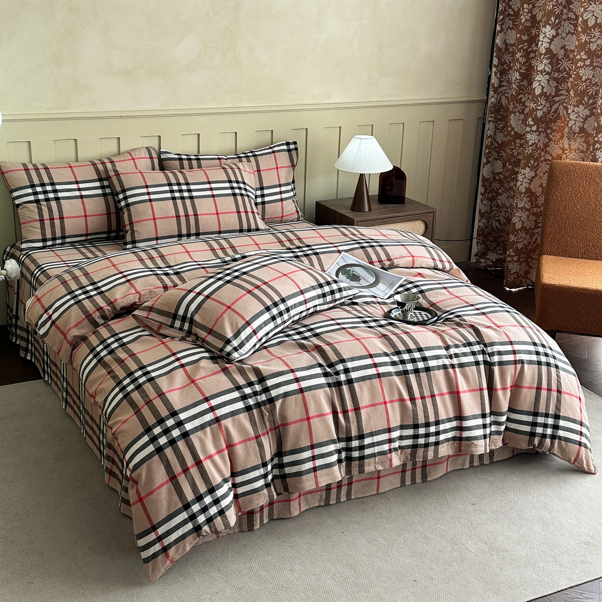 91家纺网 家纺一手货源 找家纺 （总）女子家纺 2026新款全棉色织水洗棉简约四件套