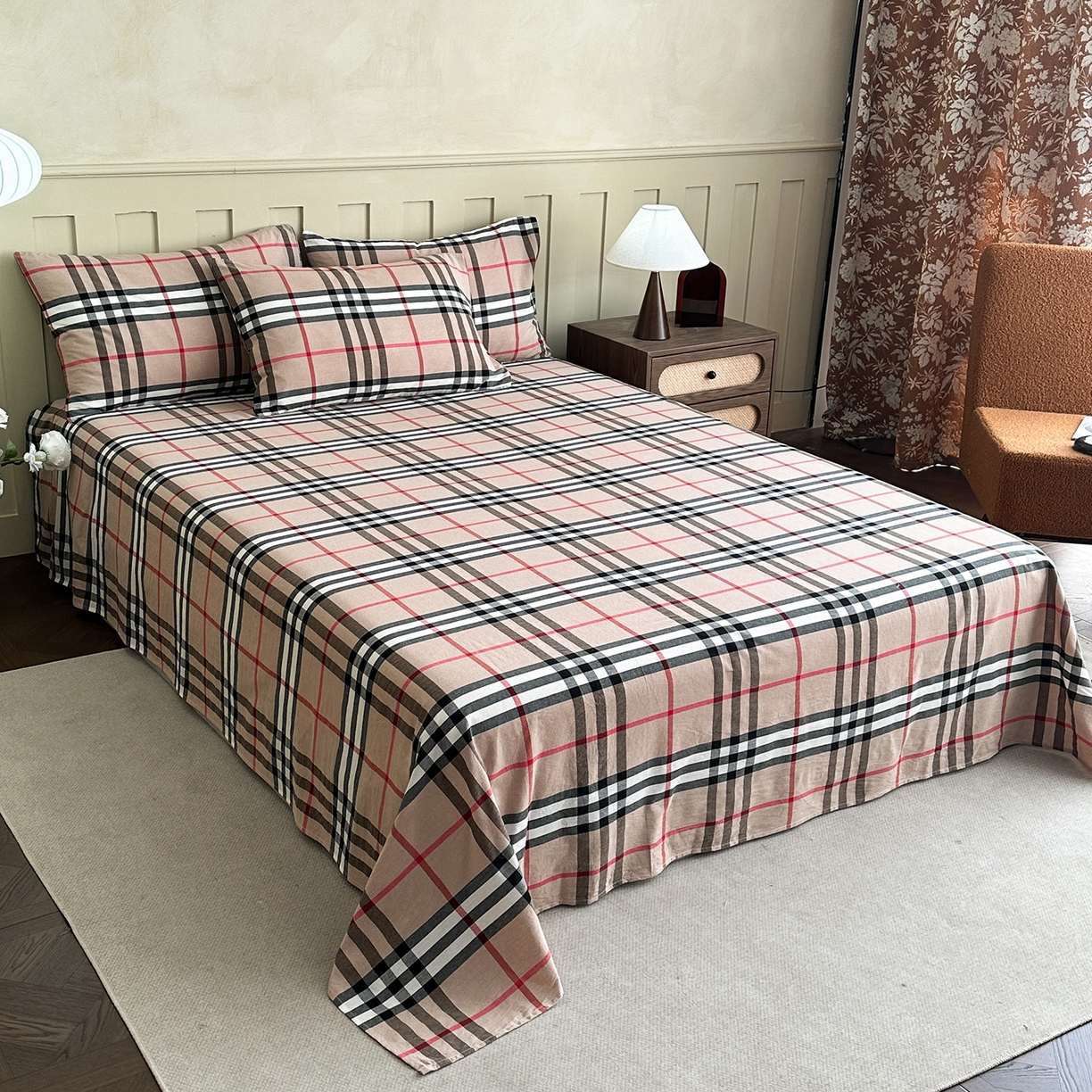 91家纺网 家纺一手货源 找家纺 女子家纺 2026新款全棉色织水洗棉简约四件套 宝利格