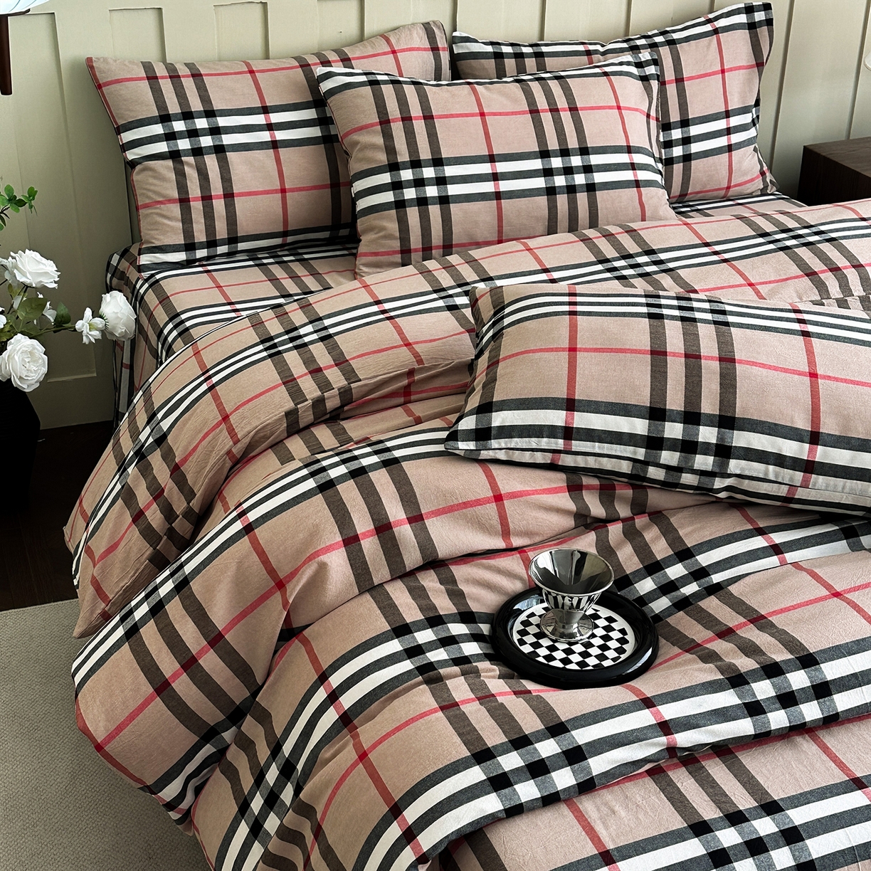 91家纺网 家纺一手货源 找家纺 女子家纺 2026新款全棉色织水洗棉简约四件套 宝利格