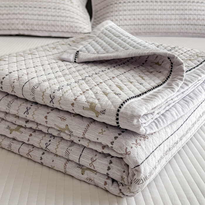 91家纺网 家纺一手货源 找家纺 （总）慕木家纺 2026春夏新款色织麻四季款单床盖 床盖单件