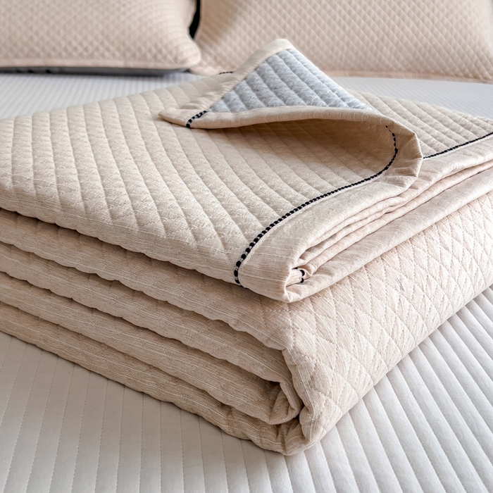 91家纺网 家纺一手货源 找家纺 （总）慕木家纺 2026春夏新款色织麻四季款单床盖 床盖单件