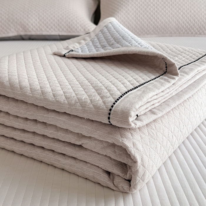 91家纺网 家纺一手货源 找家纺 （总）慕木家纺 2026春夏新款色织麻四季款单床盖 床盖单件