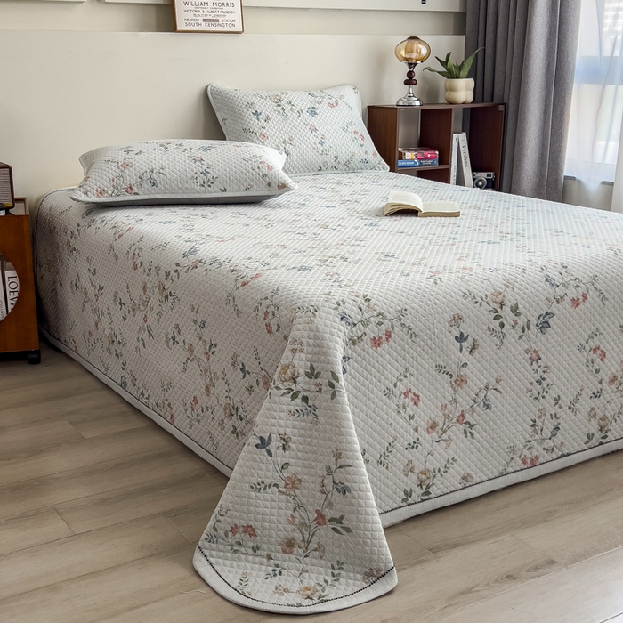 91家纺网 家纺一手货源 找家纺 慕木家纺 2026春夏新款色织麻四季款单床盖 床盖单件 问春归