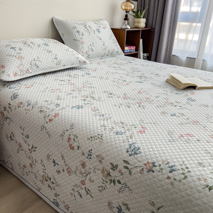 91家纺网 家纺一手货源 找家纺 慕木家纺 2026春夏新款色织麻四季款单床盖 床盖单件 问春归