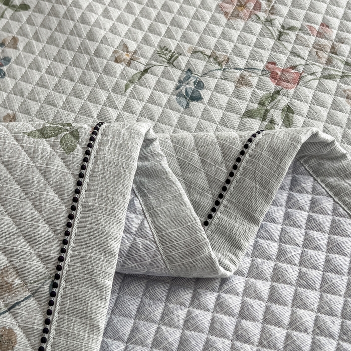 91家纺网 家纺一手货源 找家纺 慕木家纺 2026春夏新款色织麻四季款单床盖 床盖单件 问春归