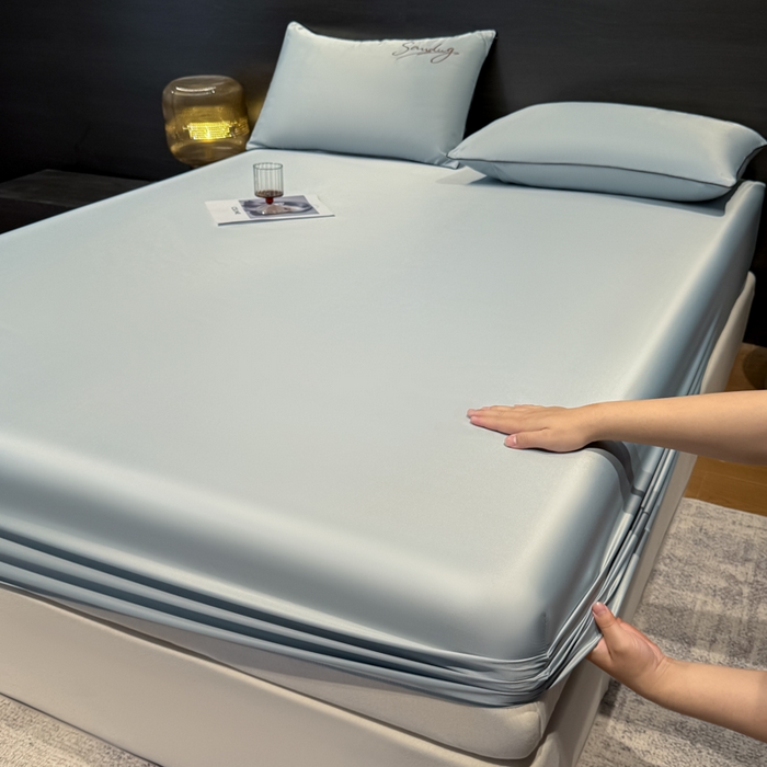 云恋家纺 2026新款冰丝床笠单件夏季纯色床罩全包床单三件套床垫保护罩防尘 浪漫假日系列 浪漫假日-浅灰