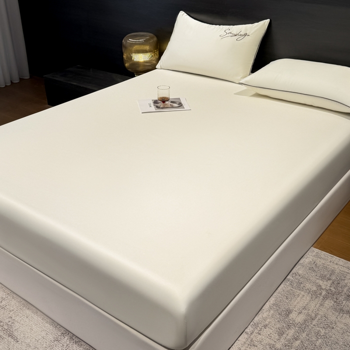 91家纺网 家纺一手货源 找家纺 云恋家纺 2026新款冰丝床笠单件夏季纯色床罩全包床单三件套床垫保护罩防尘 浪漫假日系列 浪漫假日-典雅白