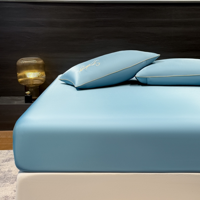 91家纺网 家纺一手货源 找家纺 云恋家纺 2026新款冰丝床笠单件夏季纯色床罩全包床单三件套床垫保护罩防尘 浪漫假日系列 浪漫假日-宾利蓝