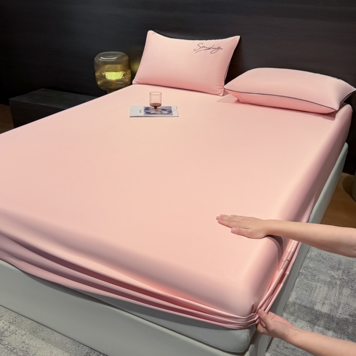 云恋家纺 2026新款冰丝床笠单件夏季纯色床罩全包床单三件套床垫保护罩防尘 浪漫假日系列 浪漫假日-樱花粉