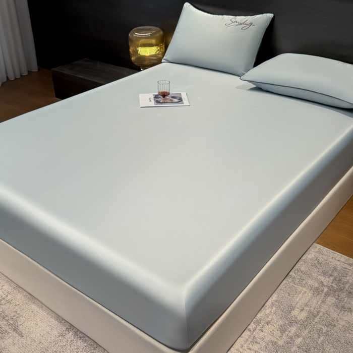 91家纺网 家纺一手货源 找家纺 云恋家纺 2026新款冰丝床笠单件夏季纯色床罩全包床单三件套床垫保护罩防尘 浪漫假日系列 浪漫假日-浅灰