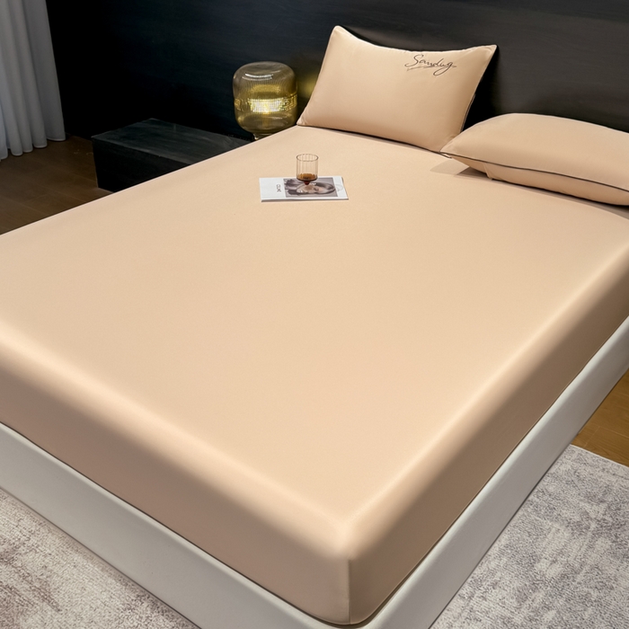 91家纺网 家纺一手货源 找家纺 云恋家纺 2026新款冰丝床笠单件夏季纯色床罩全包床单三件套床垫保护罩防尘 浪漫假日系列 浪漫假日-香槟金