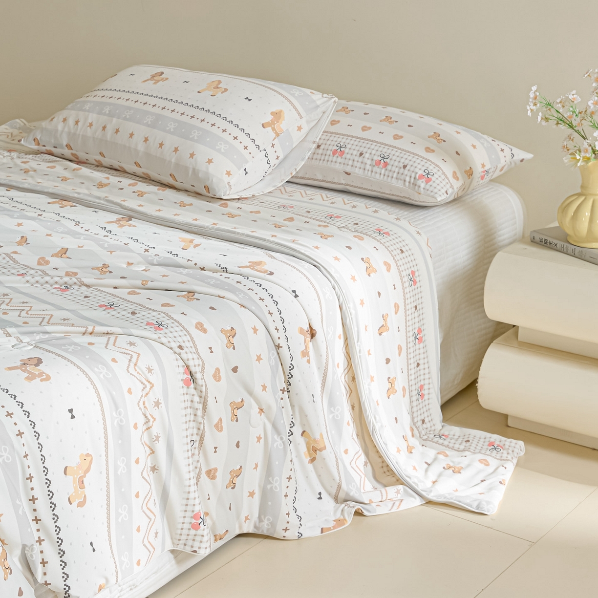 91家纺网 家纺一手货源 找家纺 一加一 2026新款A类凉感冰皮印花冰蚕被夏被夏凉被空调被 木马时光