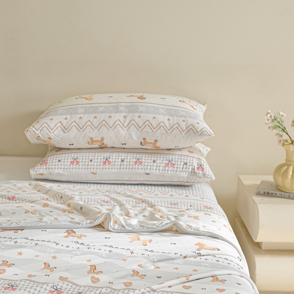 91家纺网 家纺一手货源 找家纺 一加一 2026新款A类凉感冰皮印花冰蚕被夏被夏凉被空调被 木马时光