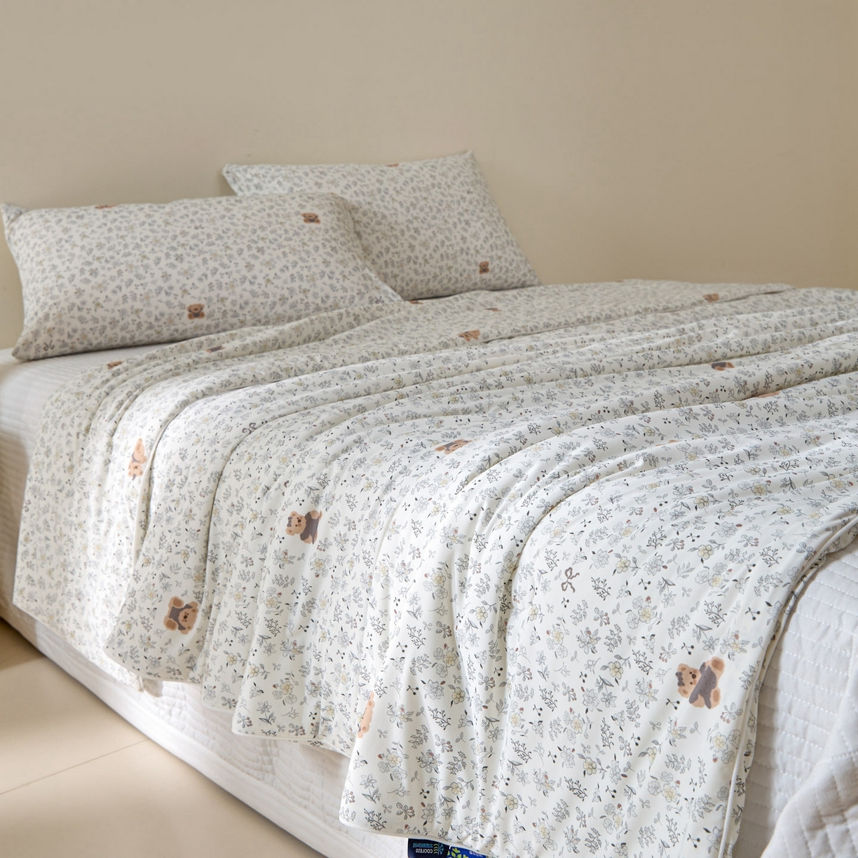 91家纺网 家纺一手货源 找家纺 一加一 2026新款A类凉感冰皮印花冰蚕被夏被夏凉被空调被 碎花小熊