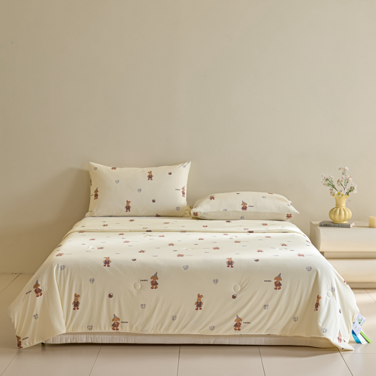 91家纺网 家纺一手货源 找家纺 一加一 2026新款A类凉感冰皮印花冰蚕被夏被夏凉被空调被 甜兔日记