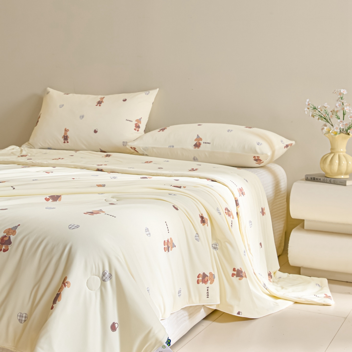 91家纺网 家纺一手货源 找家纺 一加一 2026新款A类凉感冰皮印花冰蚕被夏被夏凉被空调被 甜兔日记