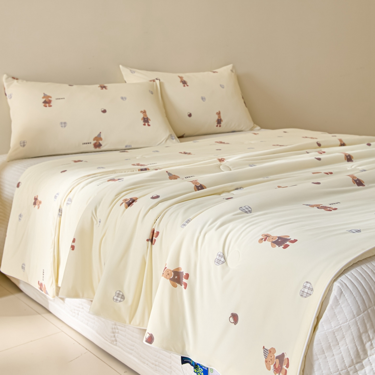 91家纺网 家纺一手货源 找家纺 一加一 2026新款A类凉感冰皮印花冰蚕被夏被夏凉被空调被 甜兔日记