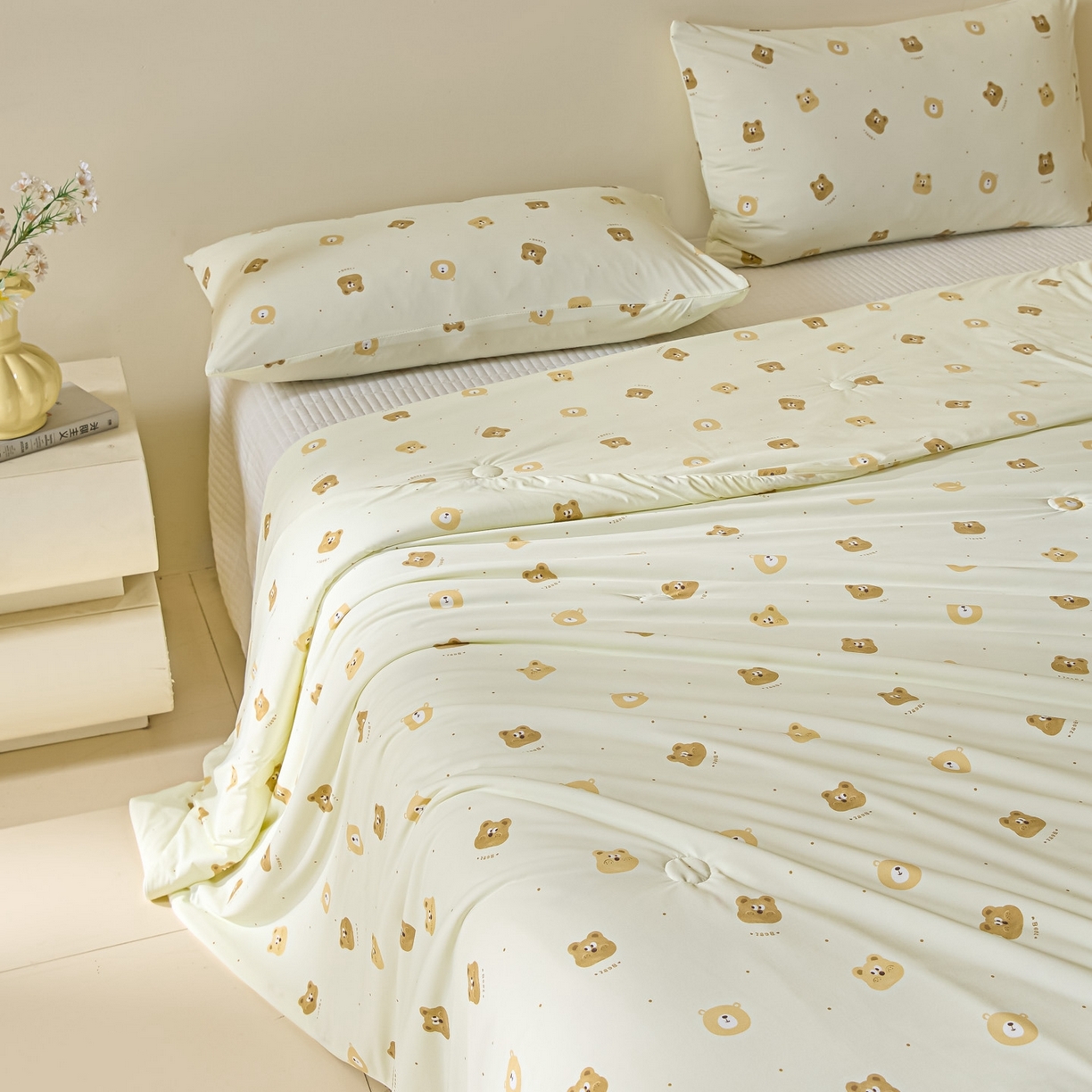 91家纺网 家纺一手货源 找家纺 一加一 2026新款A类凉感冰皮印花冰蚕被夏被夏凉被空调被 童话熊仔