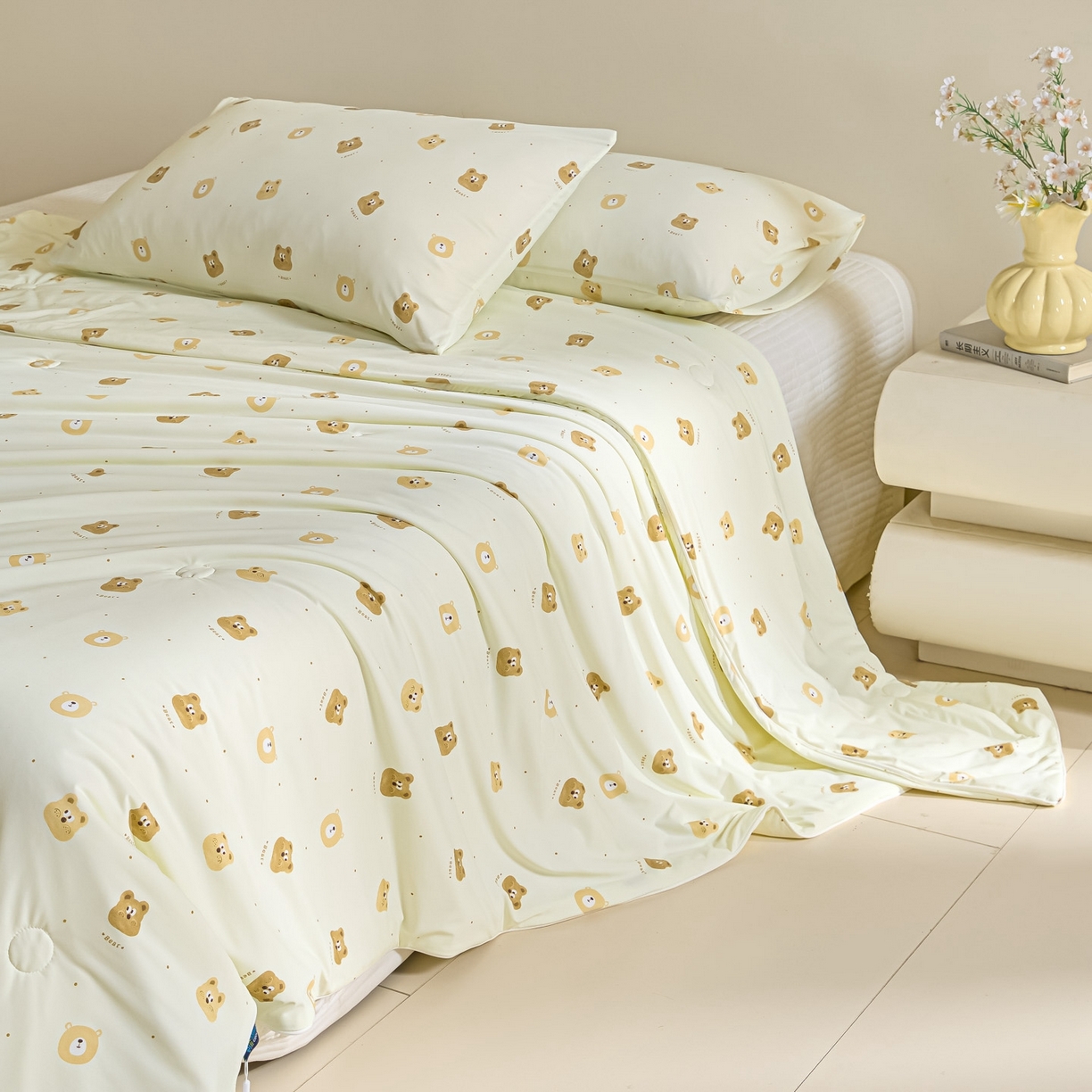 91家纺网 家纺一手货源 找家纺 一加一 2026新款A类凉感冰皮印花冰蚕被夏被夏凉被空调被 童话熊仔