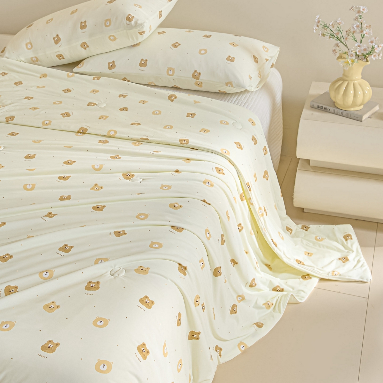 91家纺网 家纺一手货源 找家纺 一加一 2026新款A类凉感冰皮印花冰蚕被夏被夏凉被空调被 童话熊仔