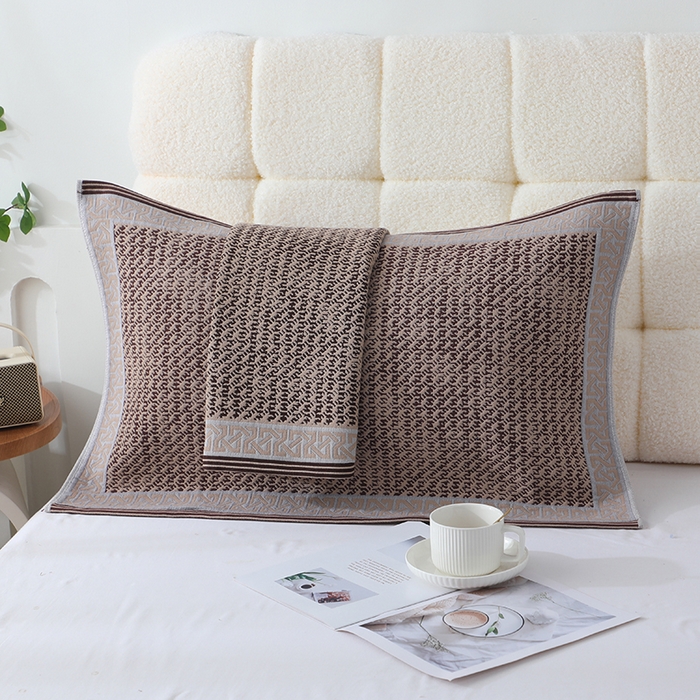 91家纺网 家纺一手货源 找家纺 娇兰毛巾 2026新款安心棉长效抗菌全棉a类加厚加双绑带防滑枕巾 棉罗织锦