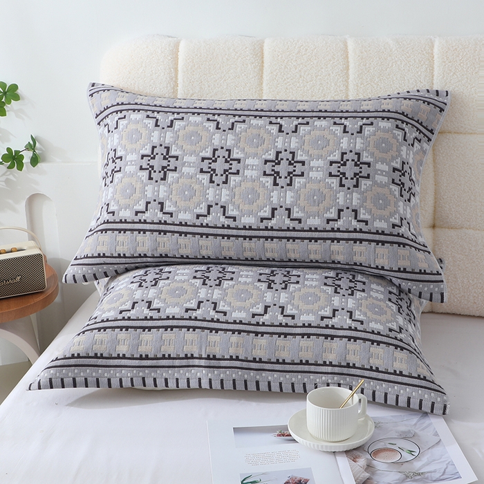 91家纺网 家纺一手货源 找家纺 娇兰毛巾 2026新款安心棉长效抗菌全棉a类加厚加双绑带防滑枕巾 水墨菱歌