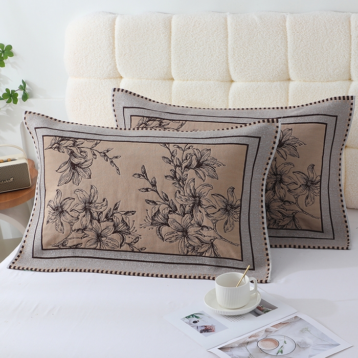 91家纺网 家纺一手货源 找家纺 娇兰毛巾 2026新款安心棉长效抗菌全棉a类加厚加双绑带防滑枕巾 花影觅踪