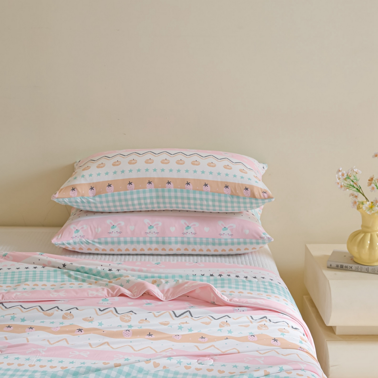 91家纺网 家纺一手货源 找家纺 一加一 2026新款A类凉感冰皮印花冰蚕被夏被夏凉被空调被 星兔时光