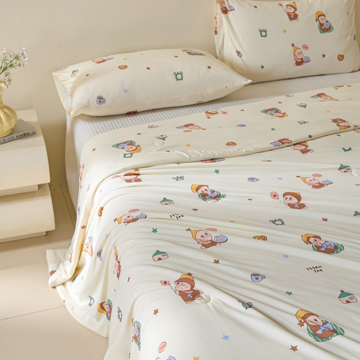 91家纺网 家纺一手货源 找家纺 一加一 2026新款A类凉感冰皮印花冰蚕被夏被夏凉被空调被 星仔日常