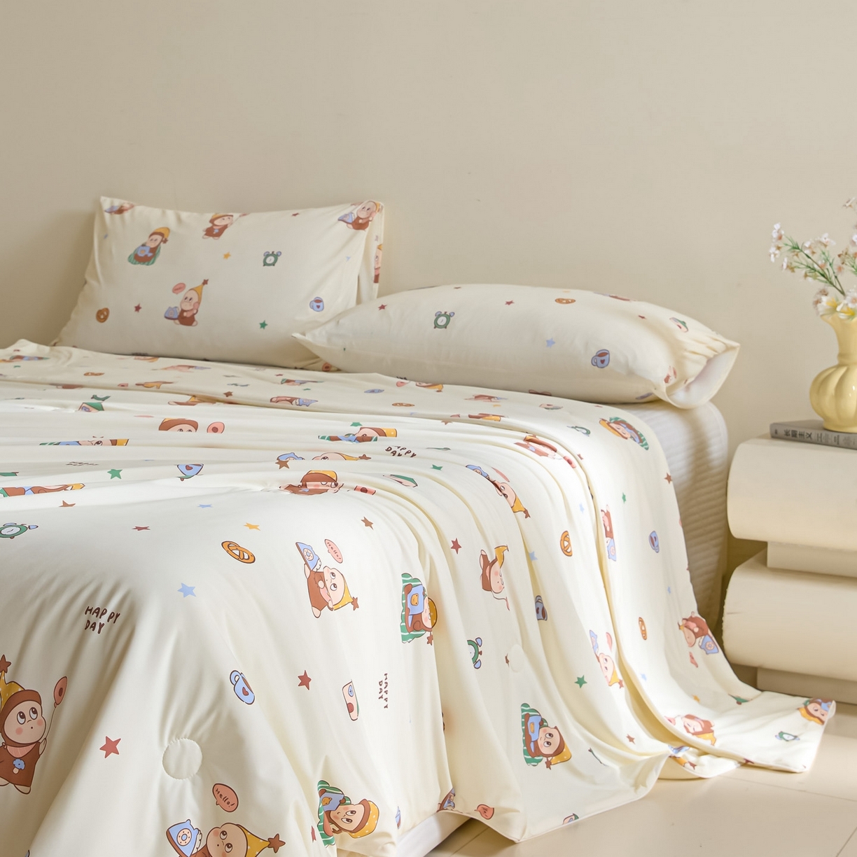 91家纺网 家纺一手货源 找家纺 一加一 2026新款A类凉感冰皮印花冰蚕被夏被夏凉被空调被 星仔日常