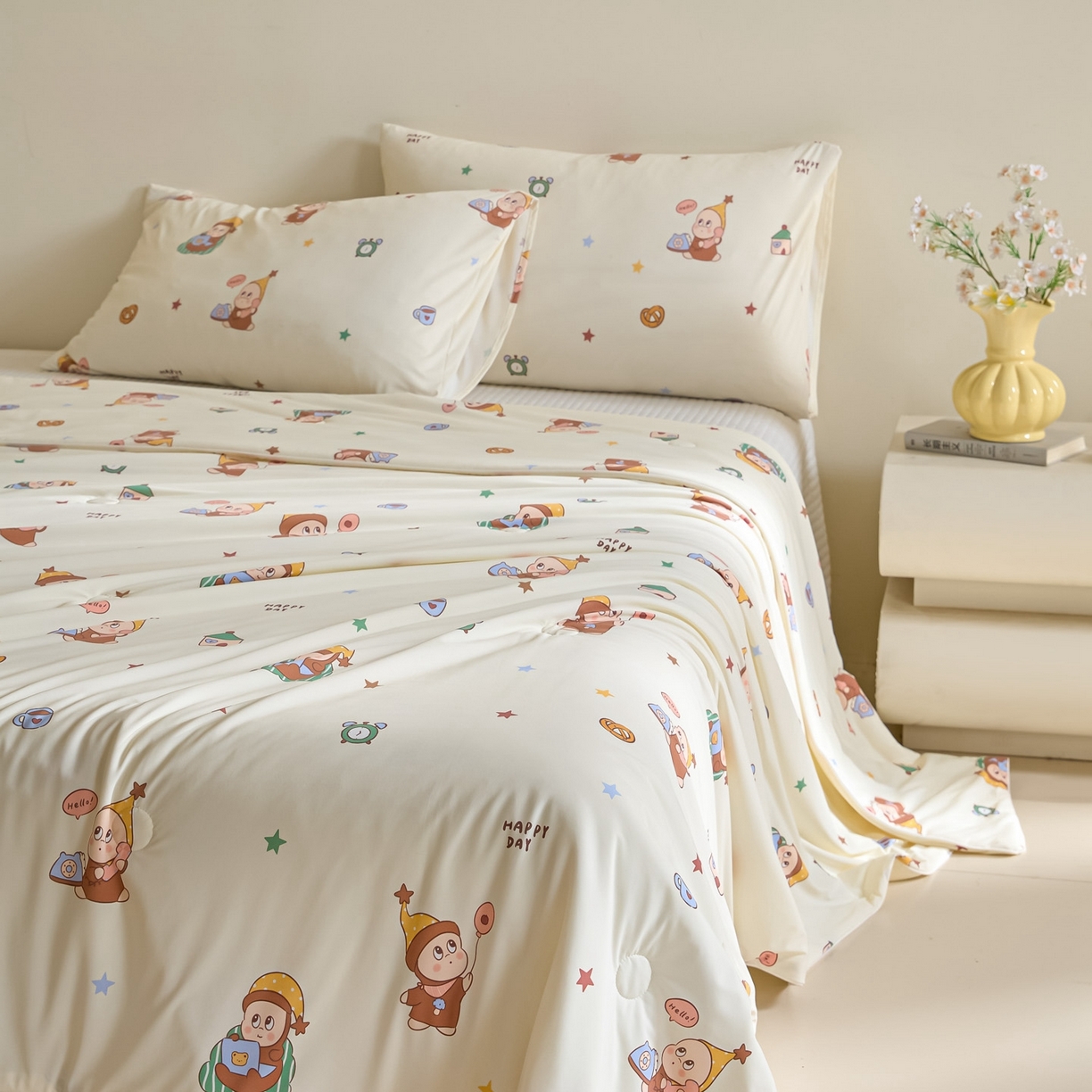 91家纺网 家纺一手货源 找家纺 一加一 2026新款A类凉感冰皮印花冰蚕被夏被夏凉被空调被 星仔日常