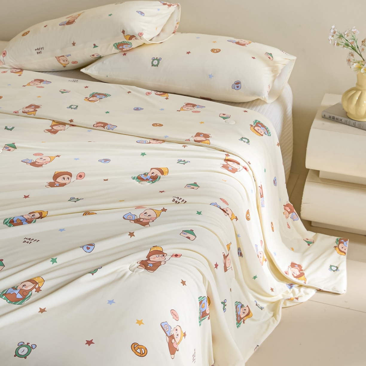 91家纺网 家纺一手货源 找家纺 一加一 2026新款A类凉感冰皮印花冰蚕被夏被夏凉被空调被 星仔日常