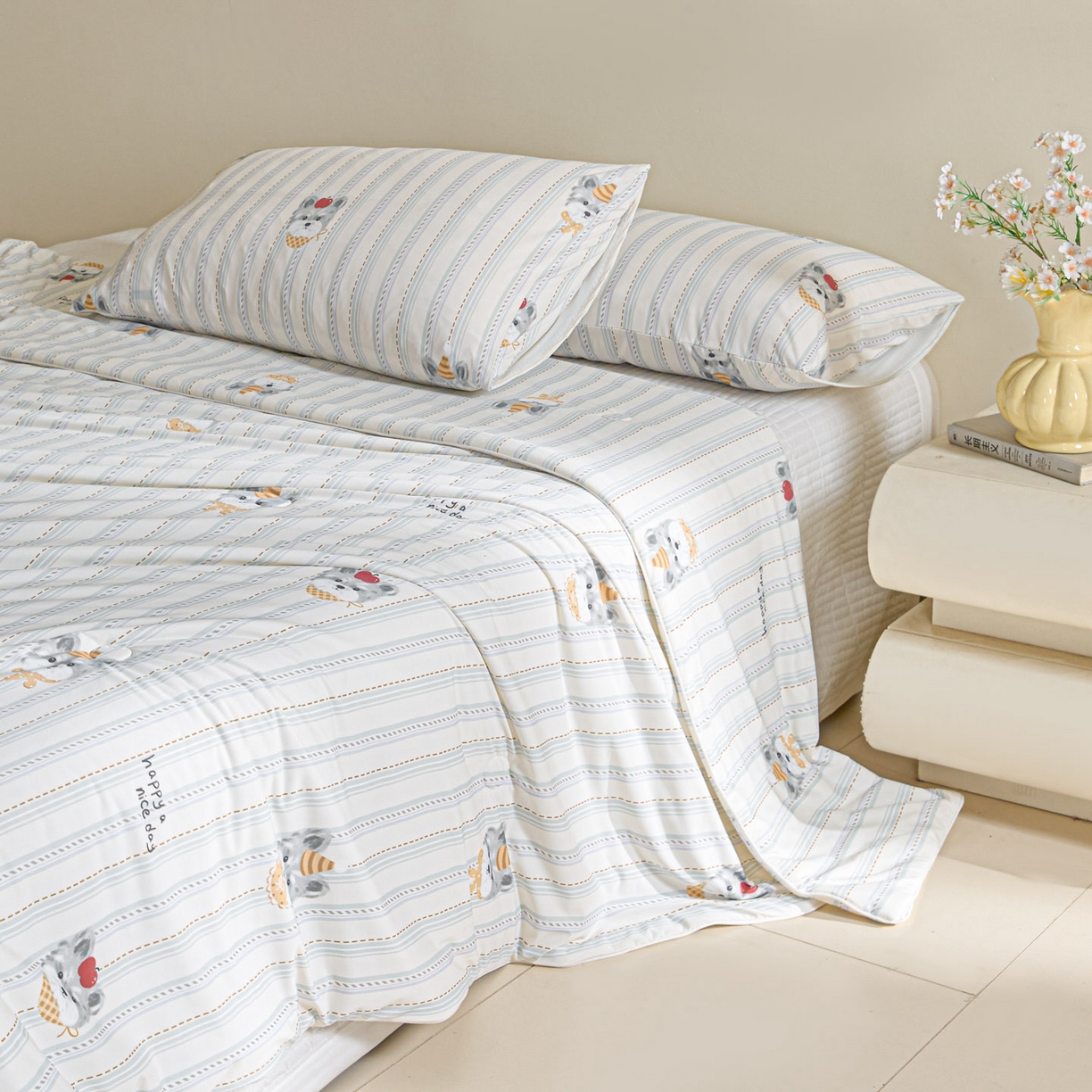 91家纺网 家纺一手货源 找家纺 一加一 2026新款A类凉感冰皮印花冰蚕被夏被夏凉被空调被 元气DOG