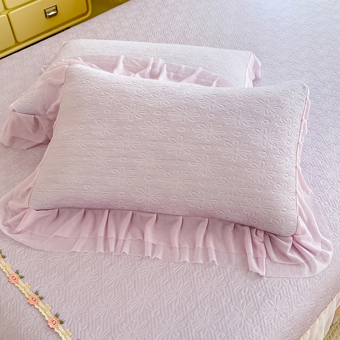 91家纺网 家纺一手货源 找家纺 苏米娜家纺SUMINA 2026春夏新款PE高分子双层蕾丝刺绣花边床裙款凉席三件套-伊莉莎系列 伊莉莎-星云紫