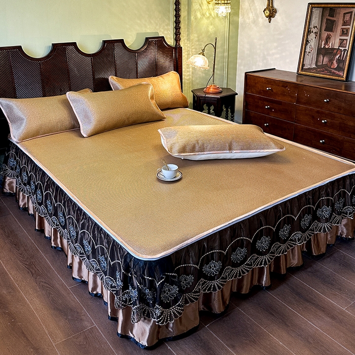 91家纺网 家纺一手货源 找家纺 （总）网红馆（ck家纺） 2026新款可脱卸床裙款冰藤席凉席席子-雅韵