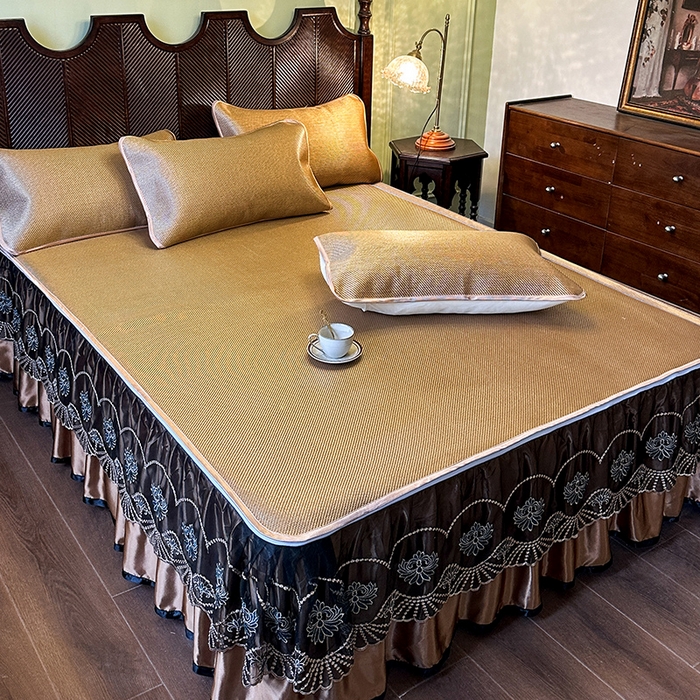 91家纺网 家纺一手货源 找家纺 （总）网红馆（ck家纺） 2026新款可脱卸床裙款冰藤席凉席席子-雅韵