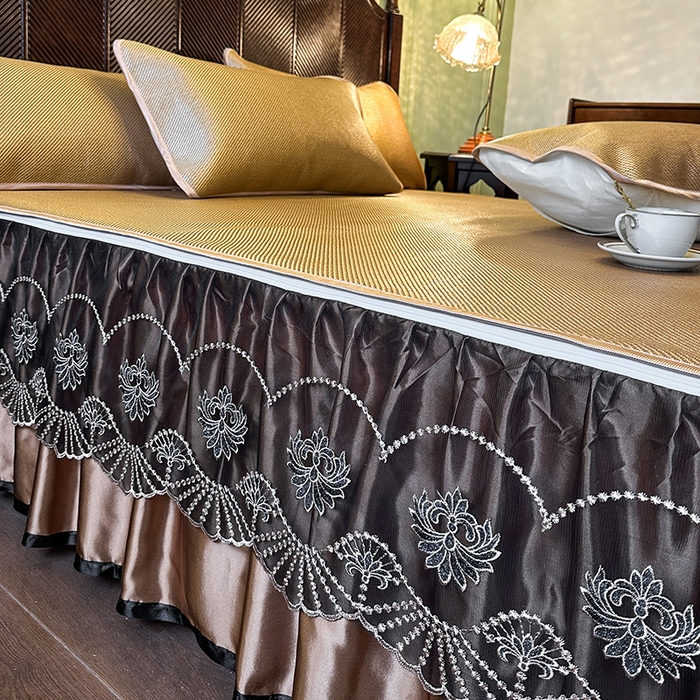 91家纺网 家纺一手货源 找家纺 （总）网红馆（ck家纺） 2026新款可脱卸床裙款冰藤席凉席席子-雅韵