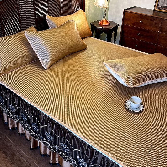 91家纺网 家纺一手货源 找家纺 （总）网红馆（ck家纺） 2026新款可脱卸床裙款冰藤席凉席席子-雅韵