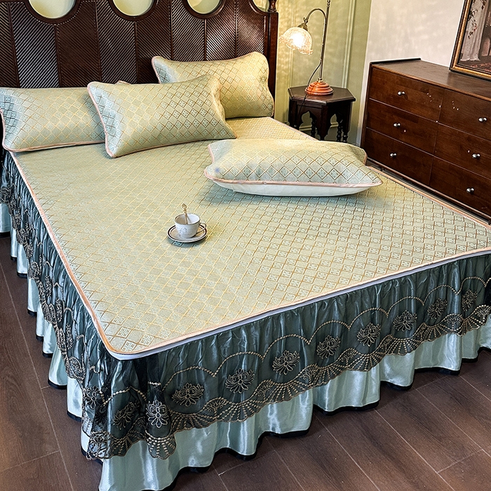 91家纺网 家纺一手货源 找家纺 （总）网红馆（ck家纺） 2026新款可脱卸床裙款冰藤席凉席席子-雅韵