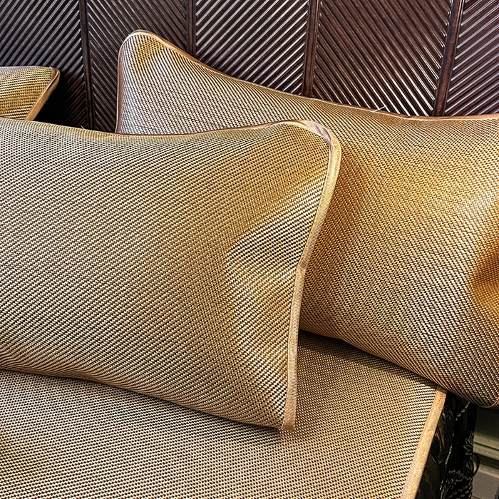 91家纺网 家纺一手货源 找家纺 网红馆（ck家纺） 2026新款可脱卸床裙款冰藤席凉席席子-雅韵 雅韵-金色