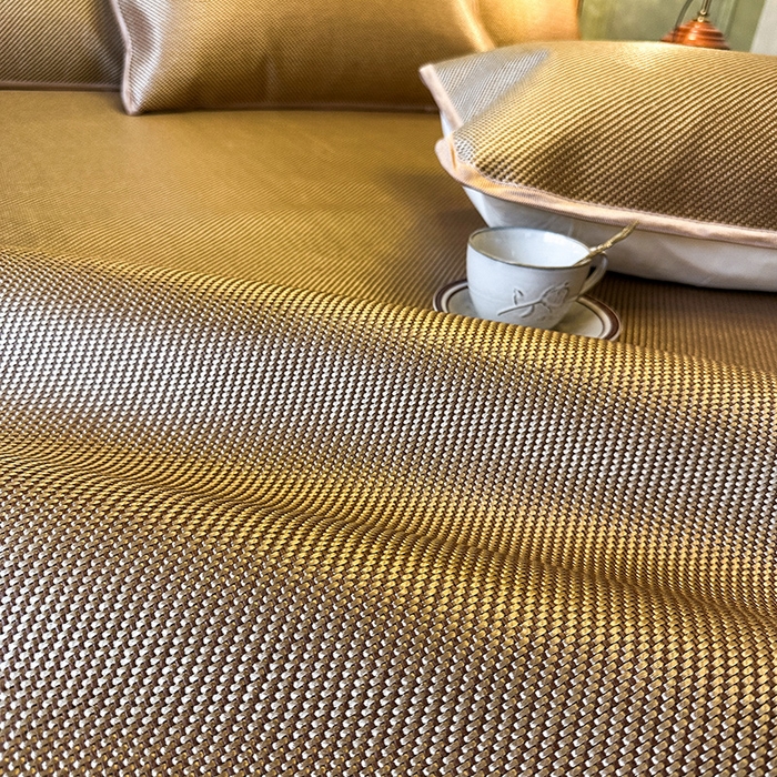 91家纺网 家纺一手货源 找家纺 网红馆（ck家纺） 2026新款可脱卸床裙款冰藤席凉席席子-雅韵 雅韵-金色