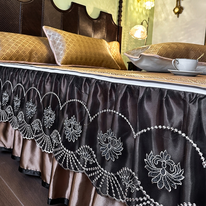 91家纺网 家纺一手货源 找家纺 网红馆（ck家纺） 2026新款可脱卸床裙款冰藤席凉席席子-雅韵 雅韵-金小格