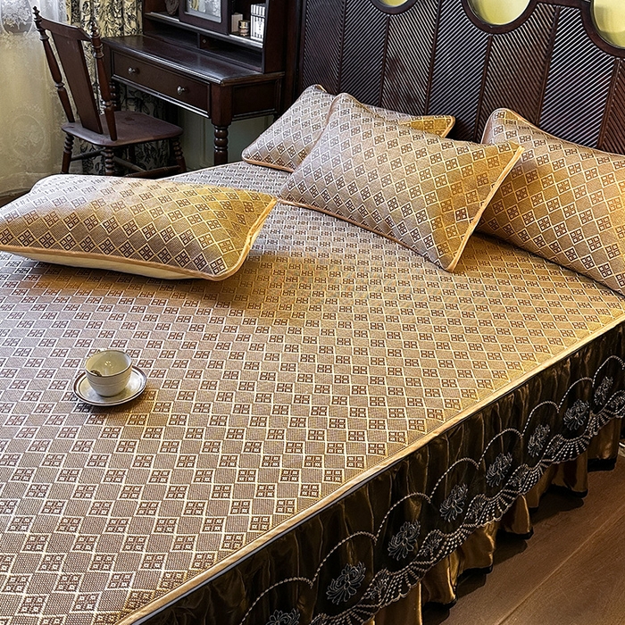 91家纺网 家纺一手货源 找家纺 网红馆（ck家纺） 2026新款可脱卸床裙款冰藤席凉席席子-雅韵 雅韵-金小格