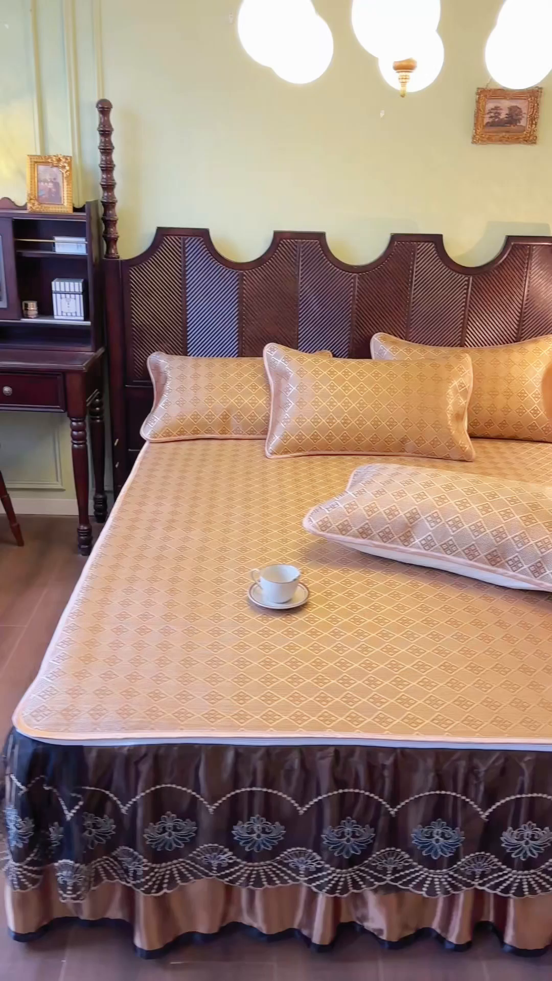 91家纺网 家纺一手货源 找家纺 网红馆（ck家纺） 2026新款可脱卸床裙款冰藤席凉席席子-雅韵 雅韵-金小格