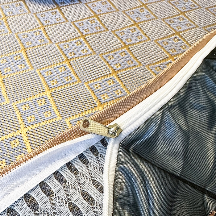 91家纺网 家纺一手货源 找家纺 网红馆（ck家纺） 2026新款可脱卸床裙款冰藤席凉席席子-雅韵 雅韵-蓝小格