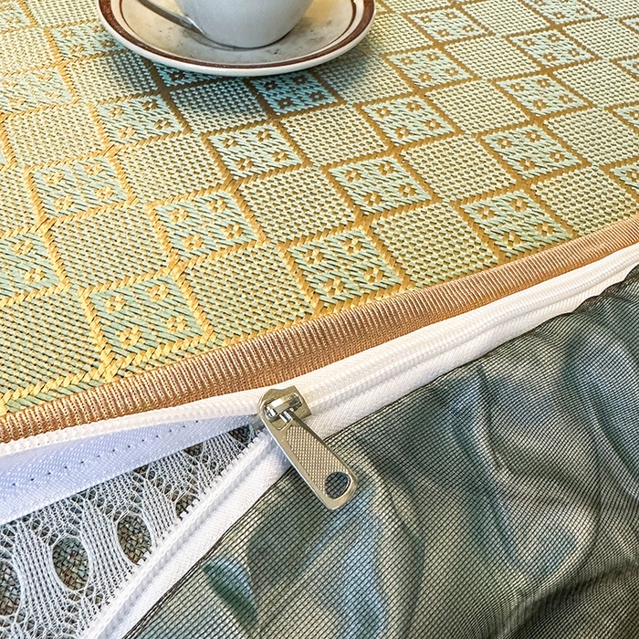 91家纺网 家纺一手货源 找家纺 网红馆（ck家纺） 2026新款可脱卸床裙款冰藤席凉席席子-雅韵 雅韵-绿小格