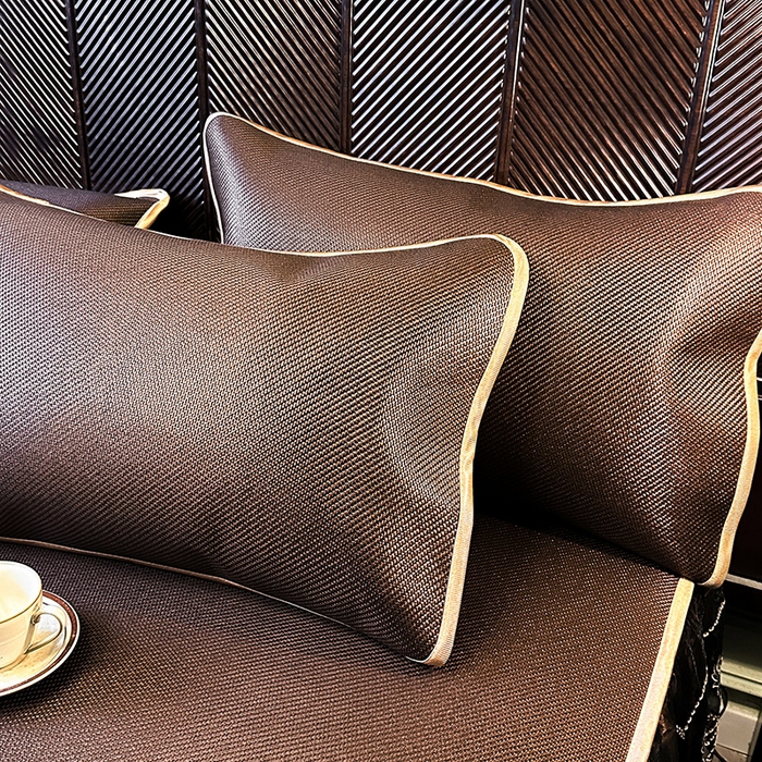 91家纺网 家纺一手货源 找家纺 网红馆（ck家纺） 2026新款可脱卸床裙款冰藤席凉席席子-雅韵 雅韵-深咖